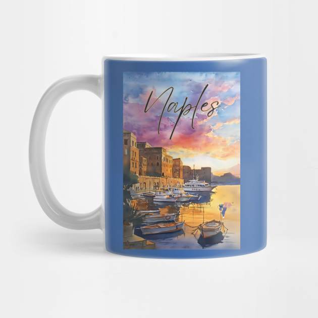 Naples Italy Coastal Sunset Print – Mediterranean Travel Art by TuncGK